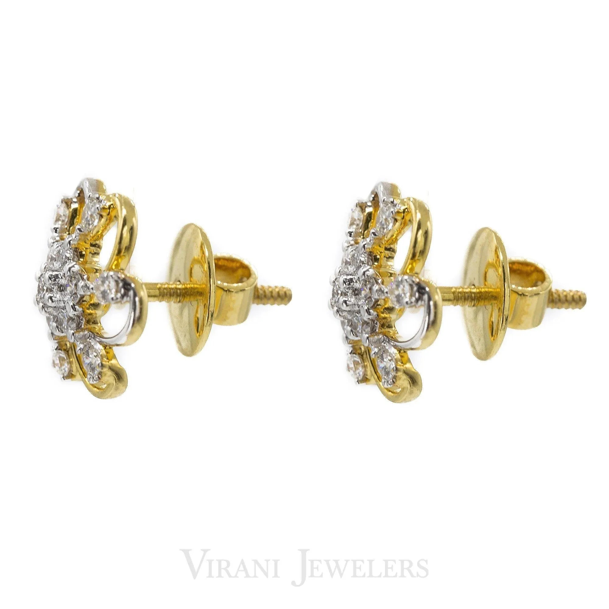 0.62CT Daisy Diamond Stud Earrings Set in 18K Yellow Gold