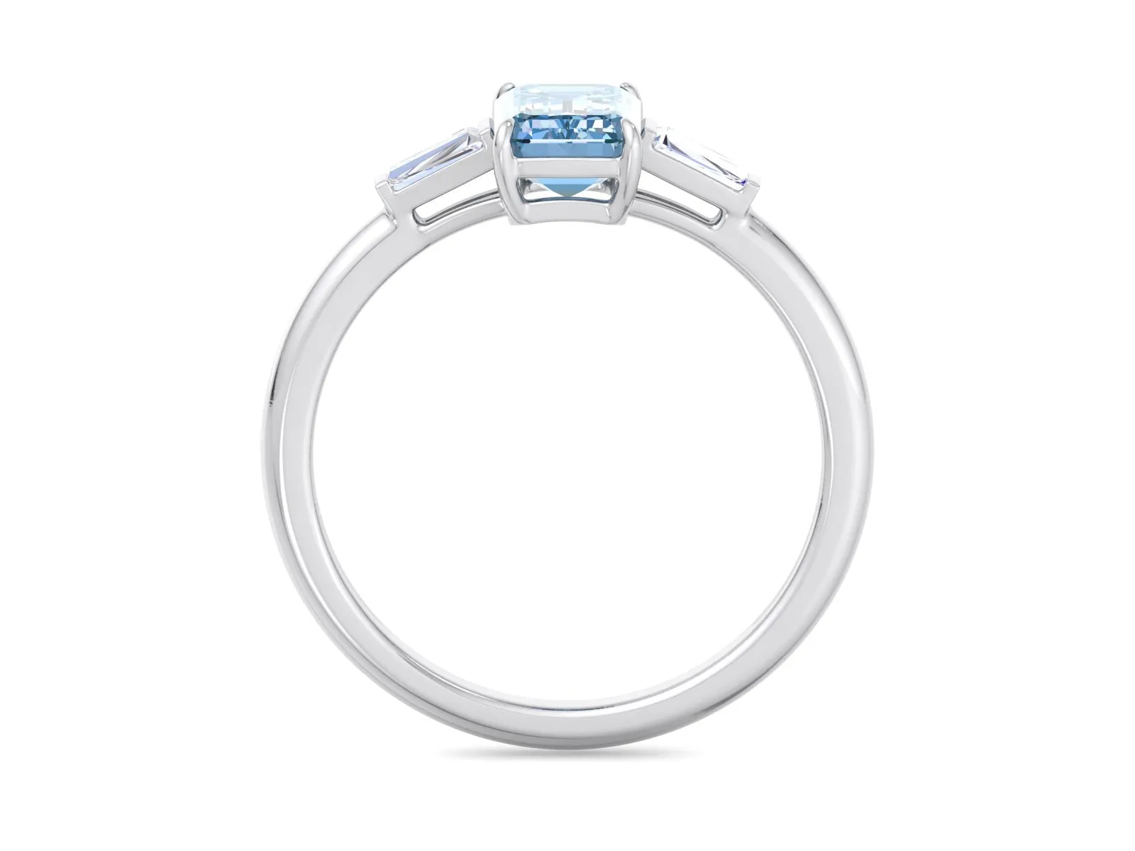 1 Carat Light Blue Emerald Cut Moissanite Engagement Ring