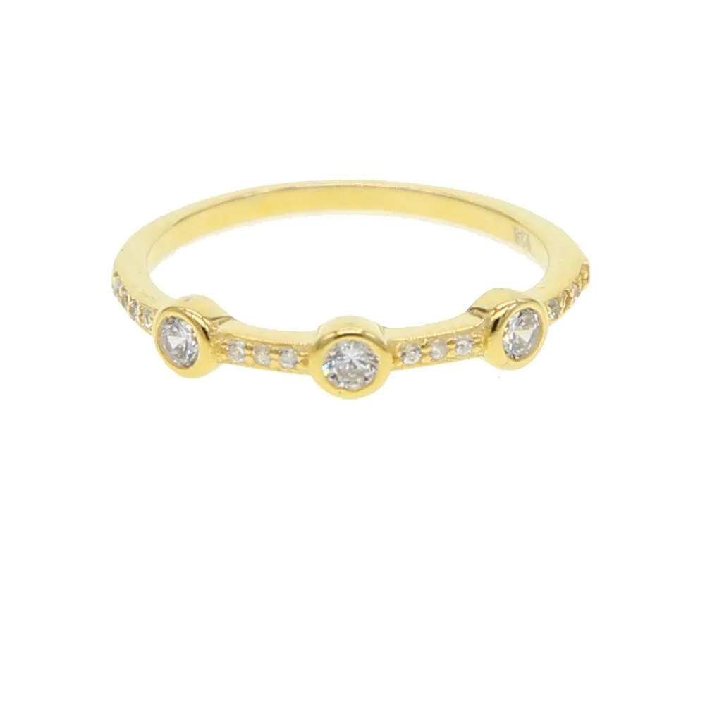 100% 925 Sterling Silver Stackable gold filled cz ring