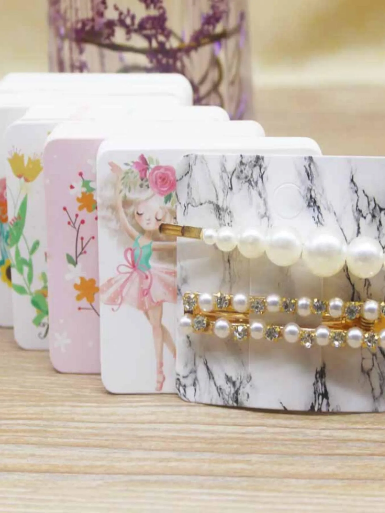 100pcs Mixed Pattern Hair Clip Storage Card