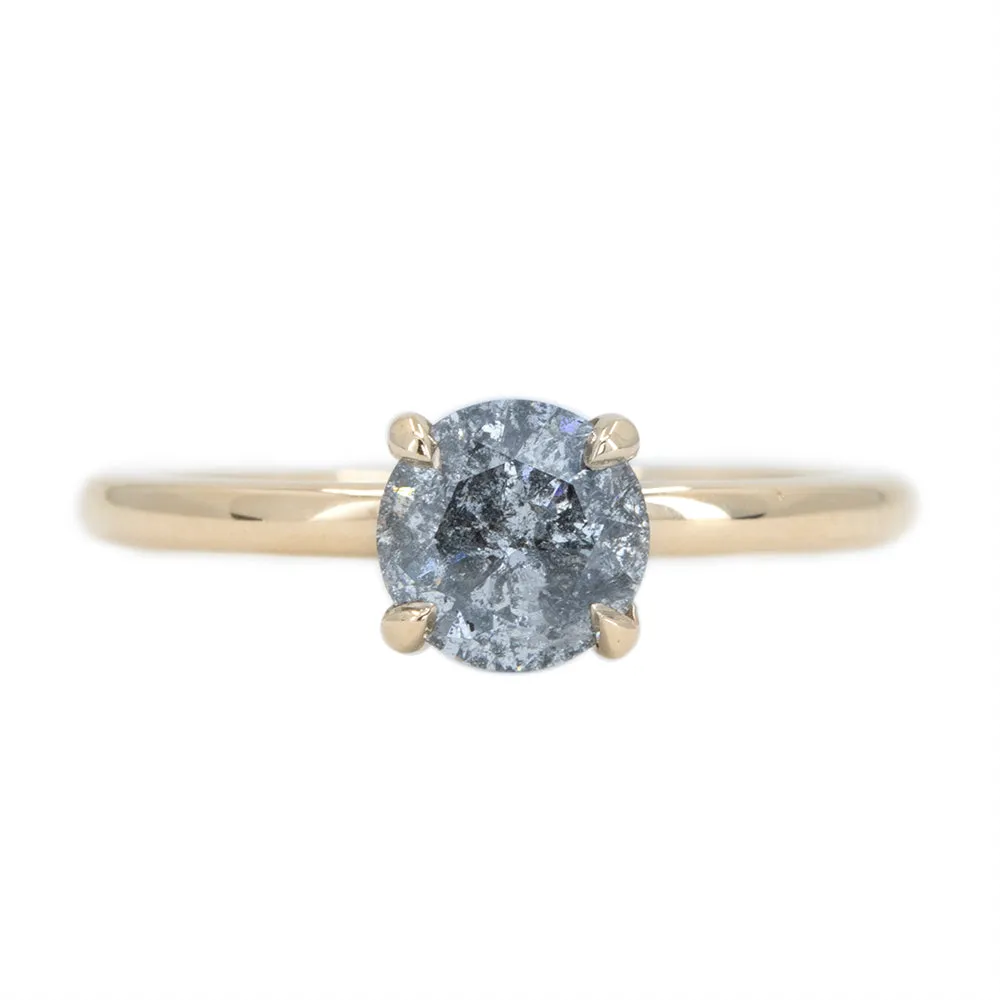 1.02ct Salt and Pepper Diamond Plain Solitaire in 14k Yellow Gold