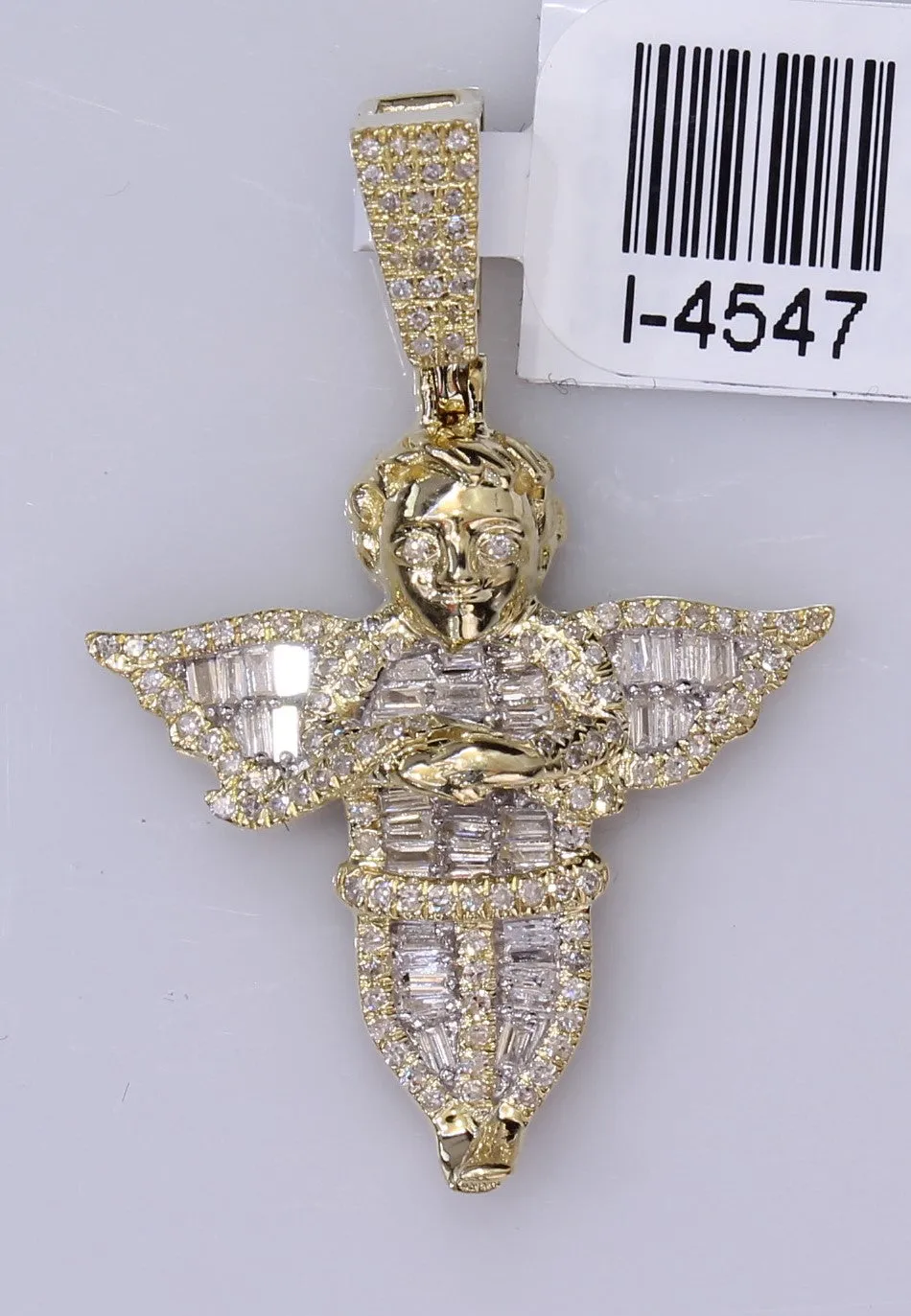 10k Yellow Gold Angel Pendant 0.6Ctw