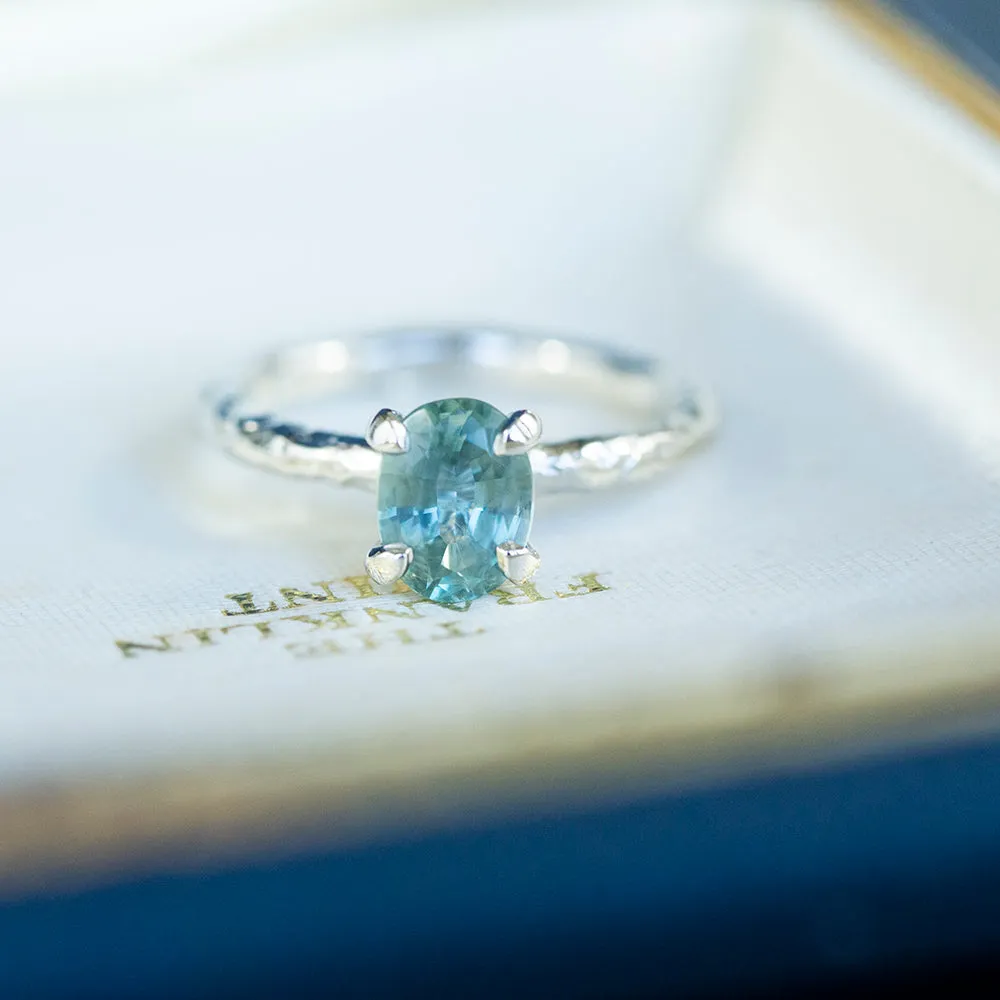 1.39ct Oval Sky Blue Montana Sapphire Evergreen Solitaire In Platinum