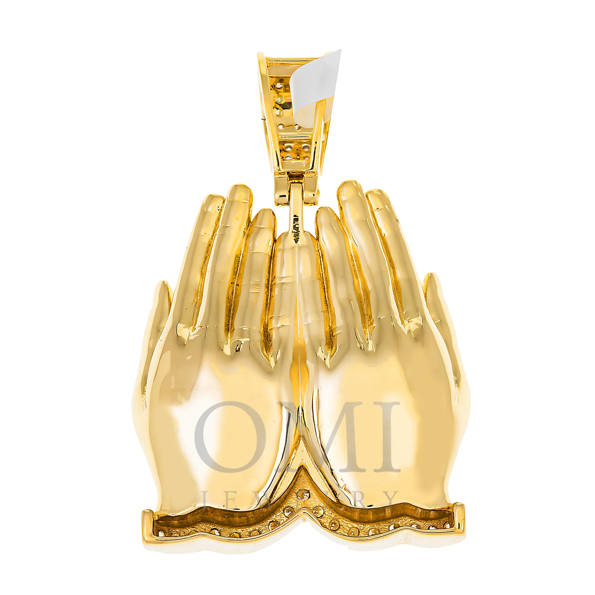 14K GOLD DIAMOND ALLAH IN PRAYING HANDS PENDANT 0.99 CT