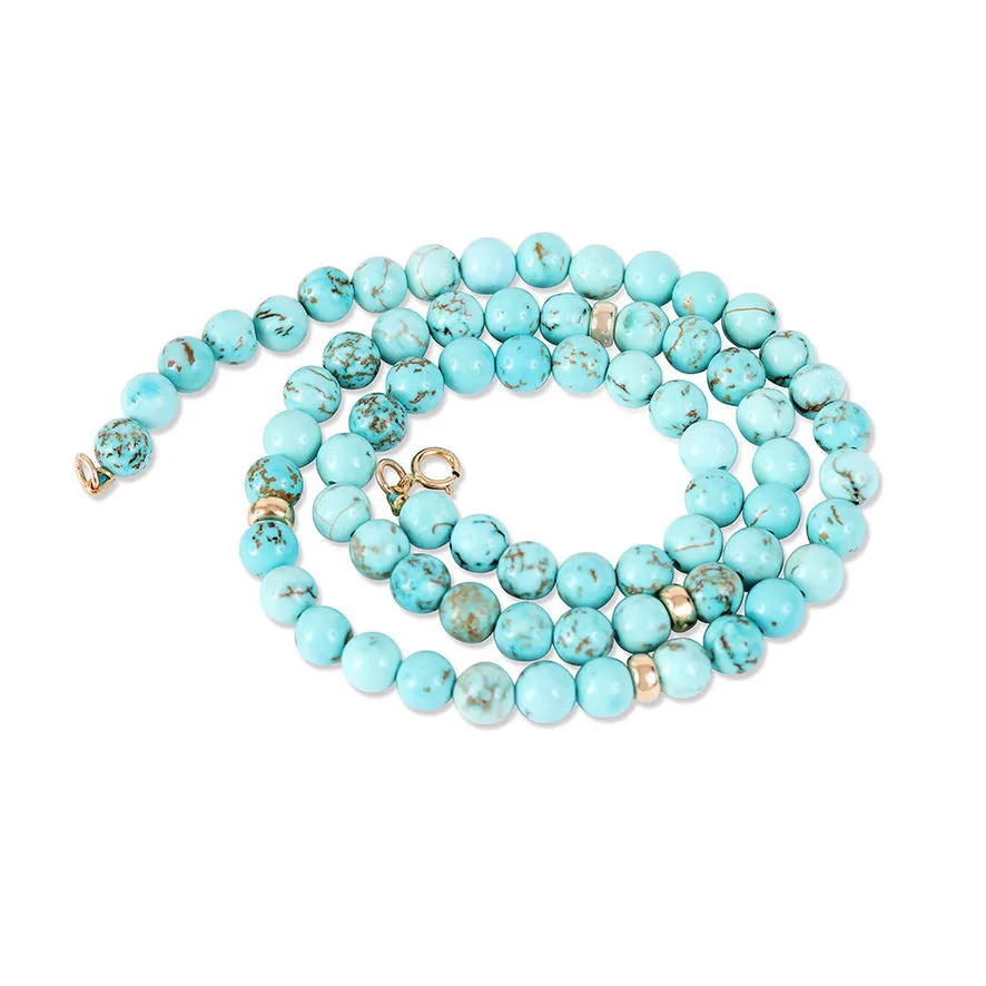 14K GOLD TURQUOISE BEADED NECKLACE