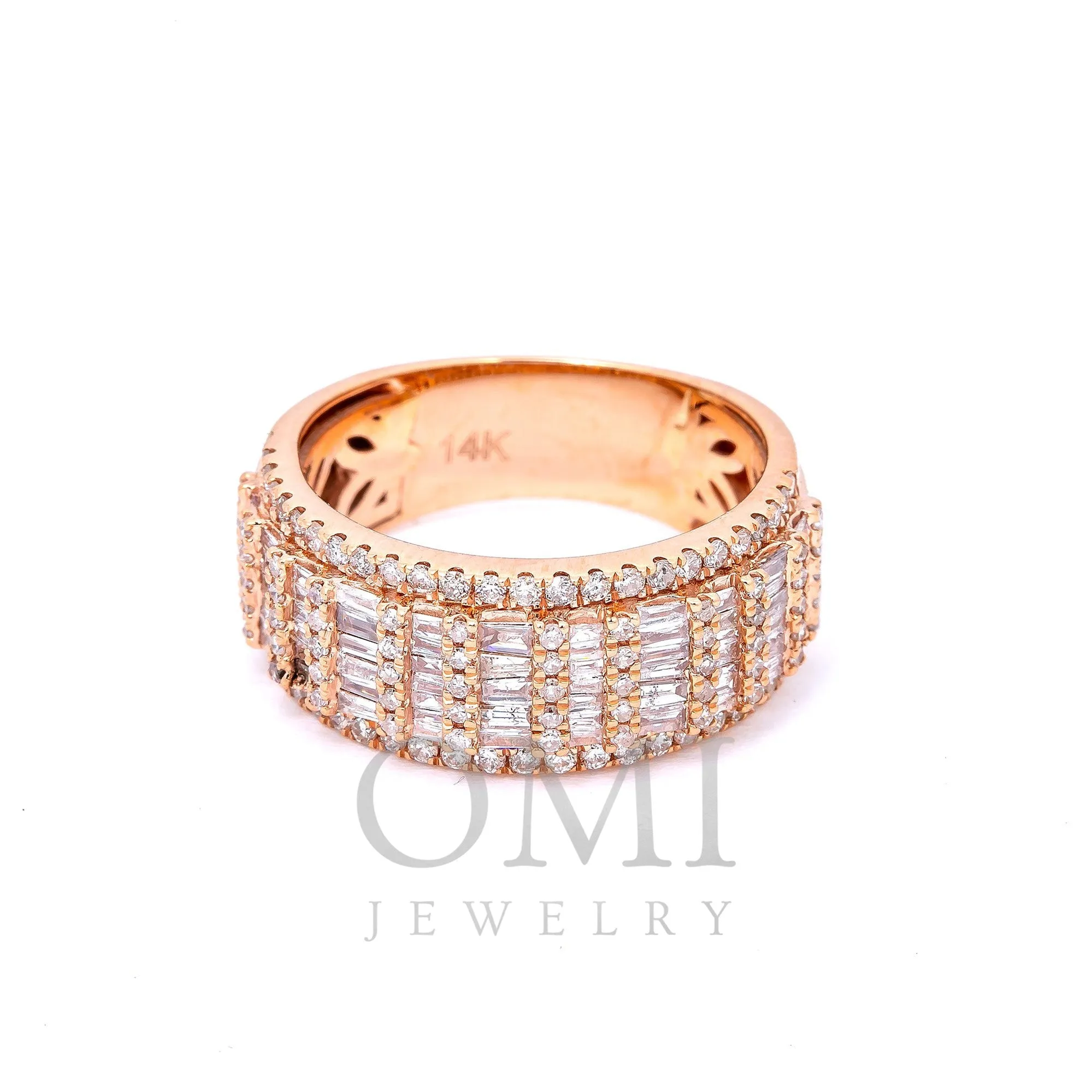 14K ROSE GOLD MEN'S RING WITH 1.17 CT BAGUETTE DIAMONDS