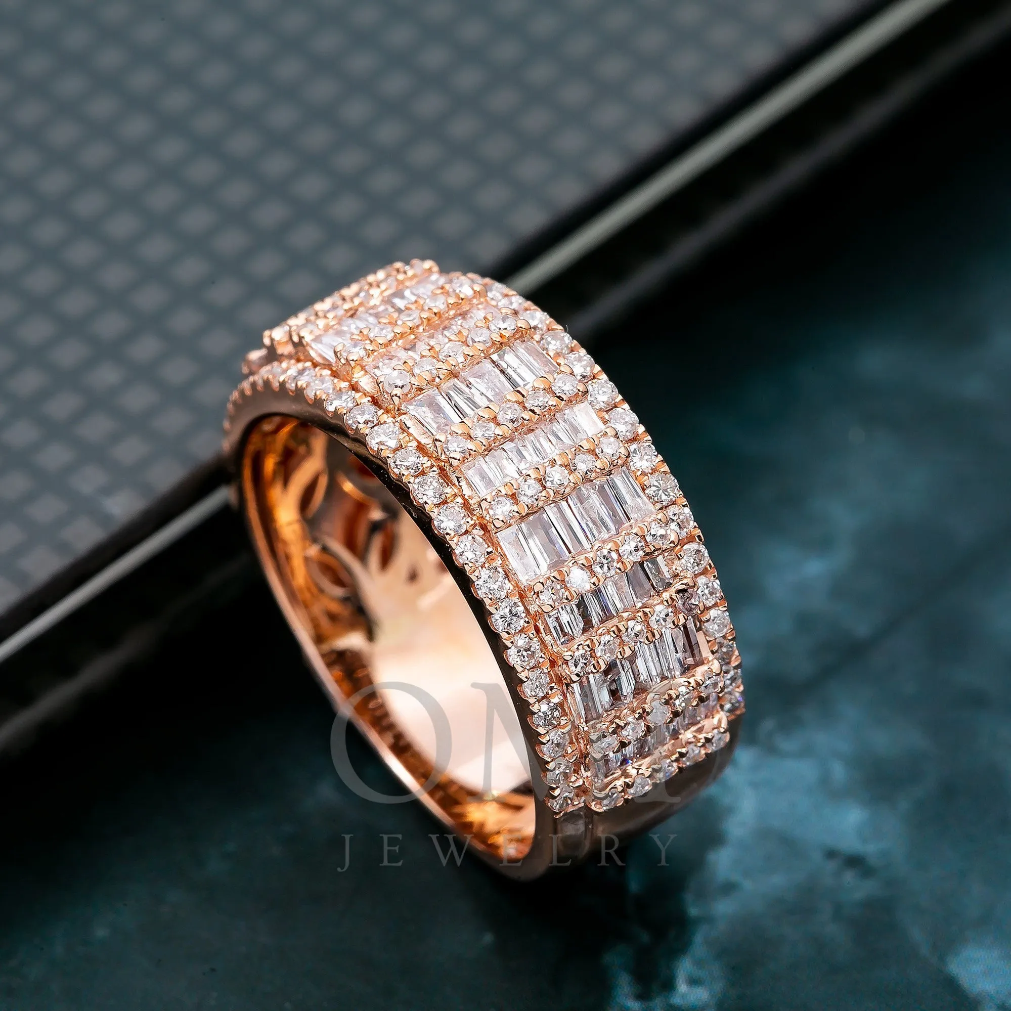 14K ROSE GOLD MEN'S RING WITH 1.17 CT BAGUETTE DIAMONDS