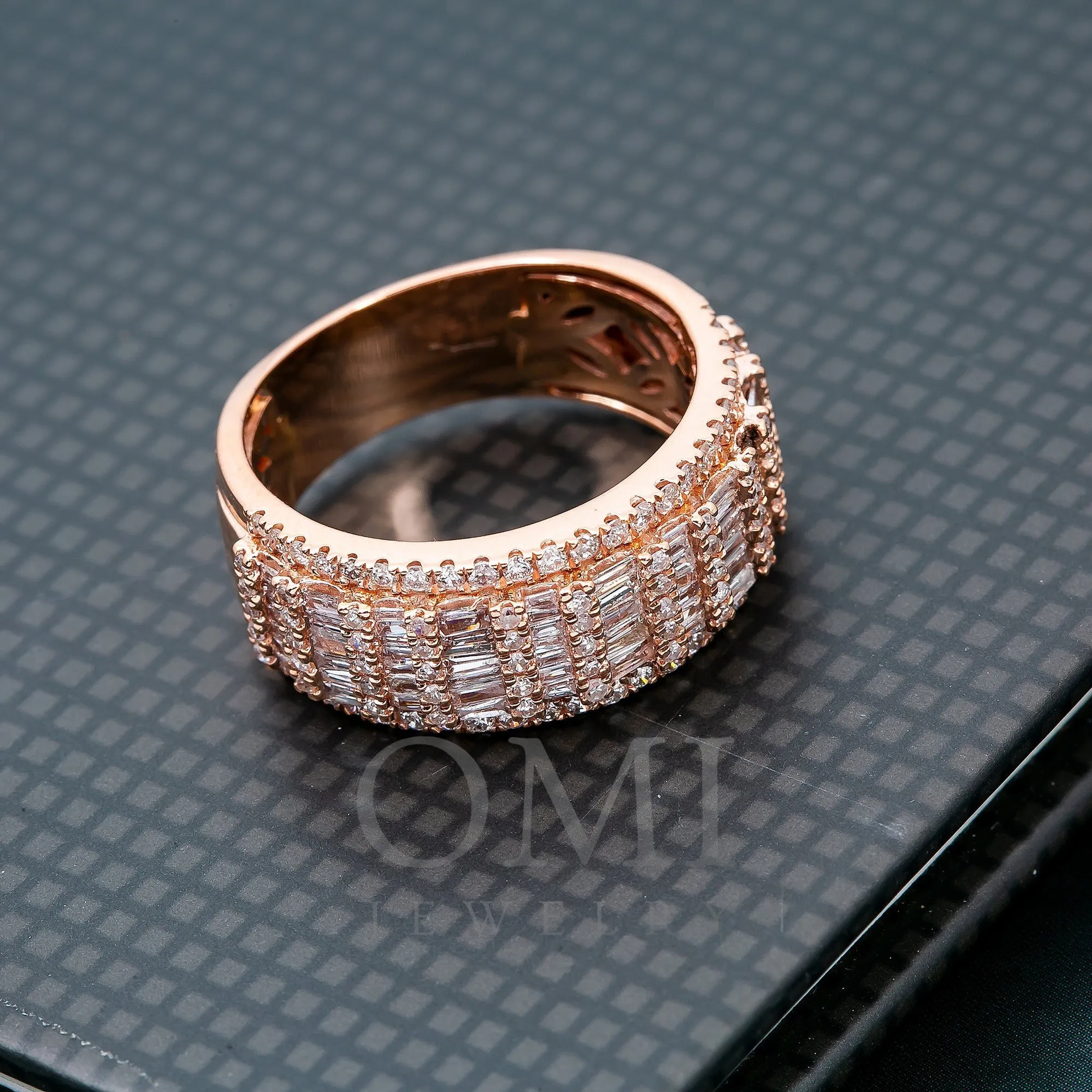 14K ROSE GOLD MEN'S RING WITH 1.17 CT BAGUETTE DIAMONDS