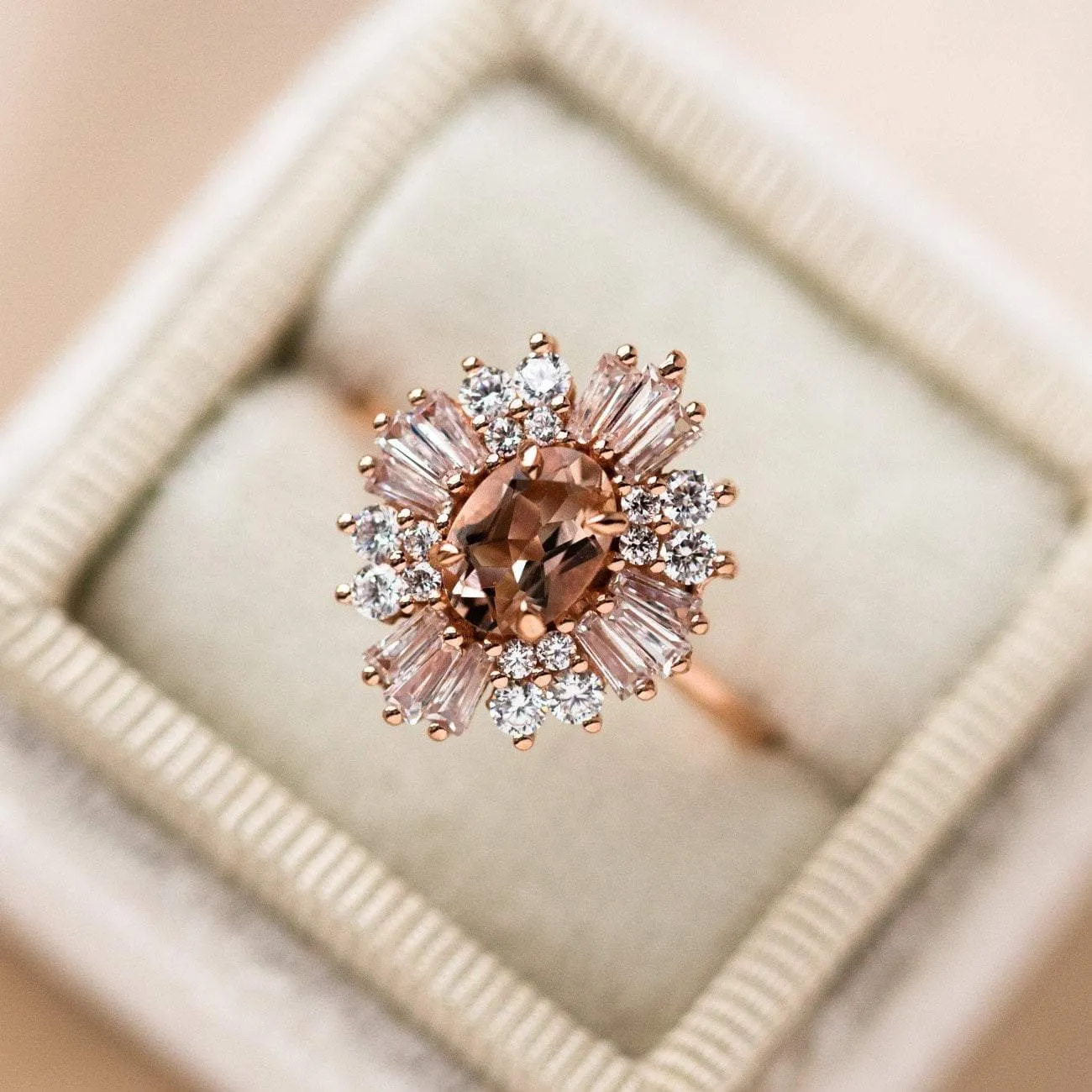 14K Rose Gold Victoria Vintage Cluster Ring