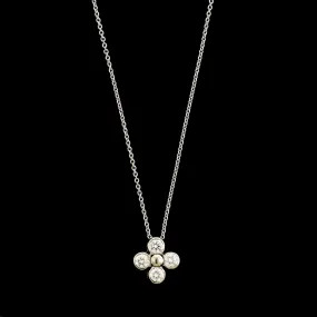 14K White Gold Estate Diamond Pendant Necklace