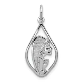 14k White Gold Mary Blessed Virgin Pendant