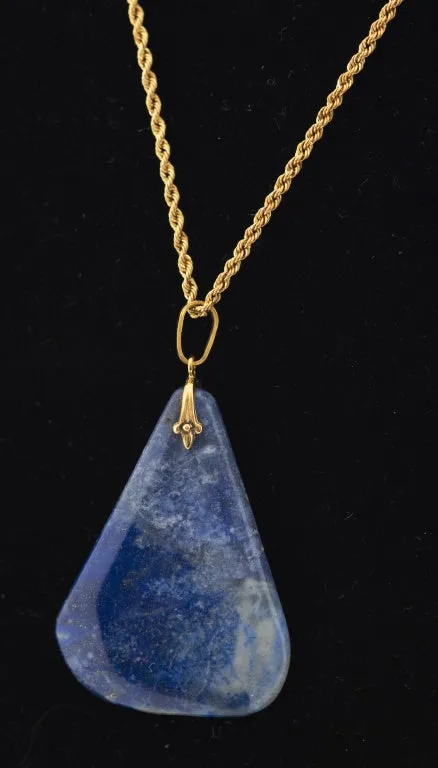 14K Yellow Gold Lapis Lazuli Pendant Necklace