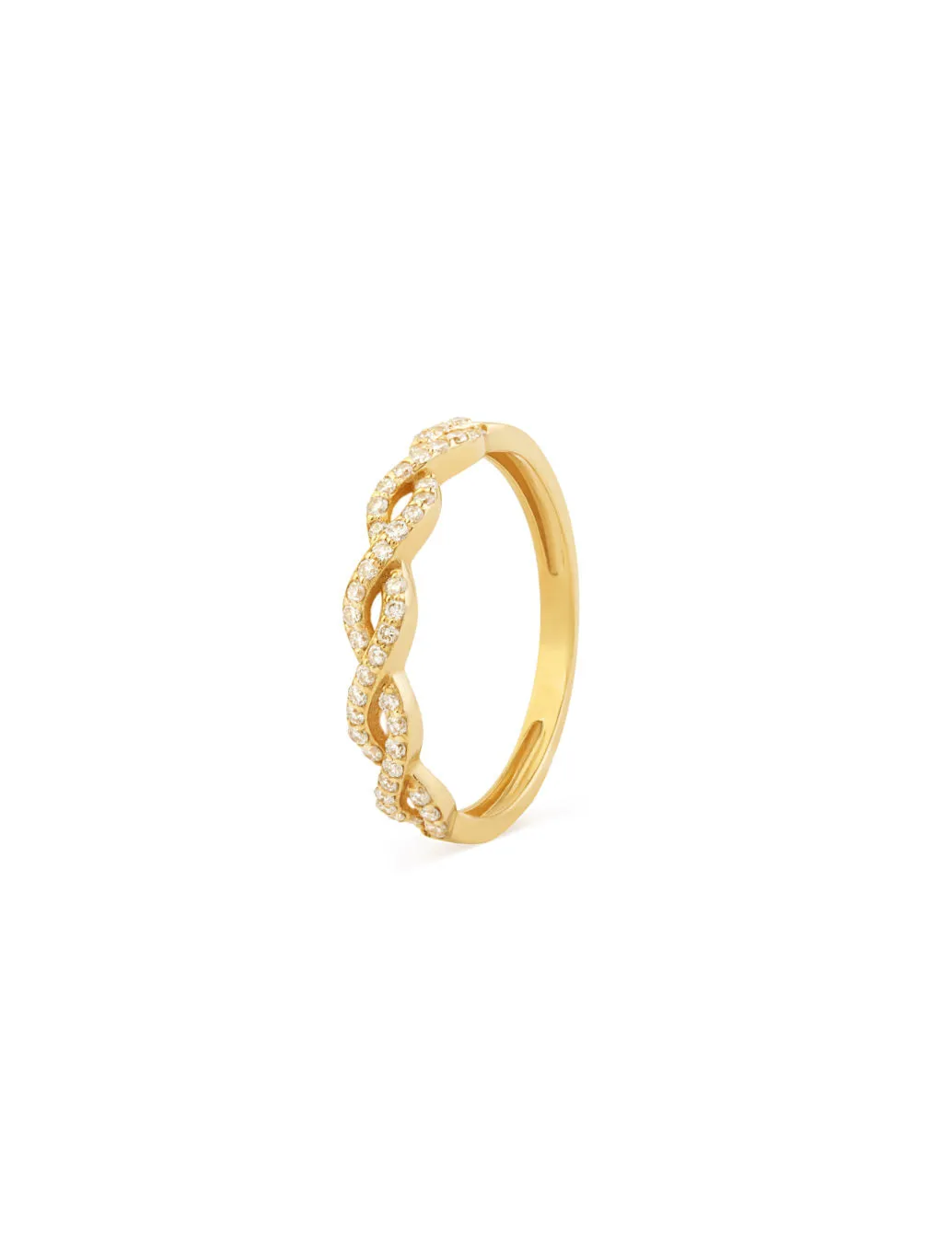 Exquisite 18K Gold Diamond Ring with Loves Endless Twist Design