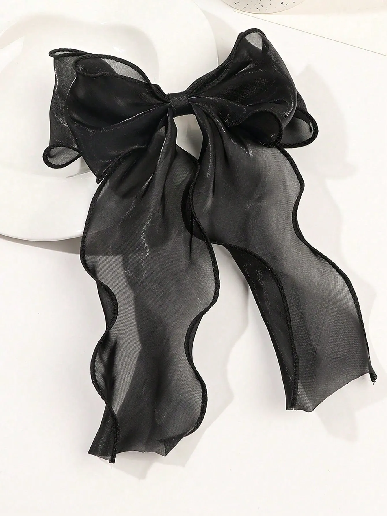 1pc Black Mesh Bowknot Hair Clip SD