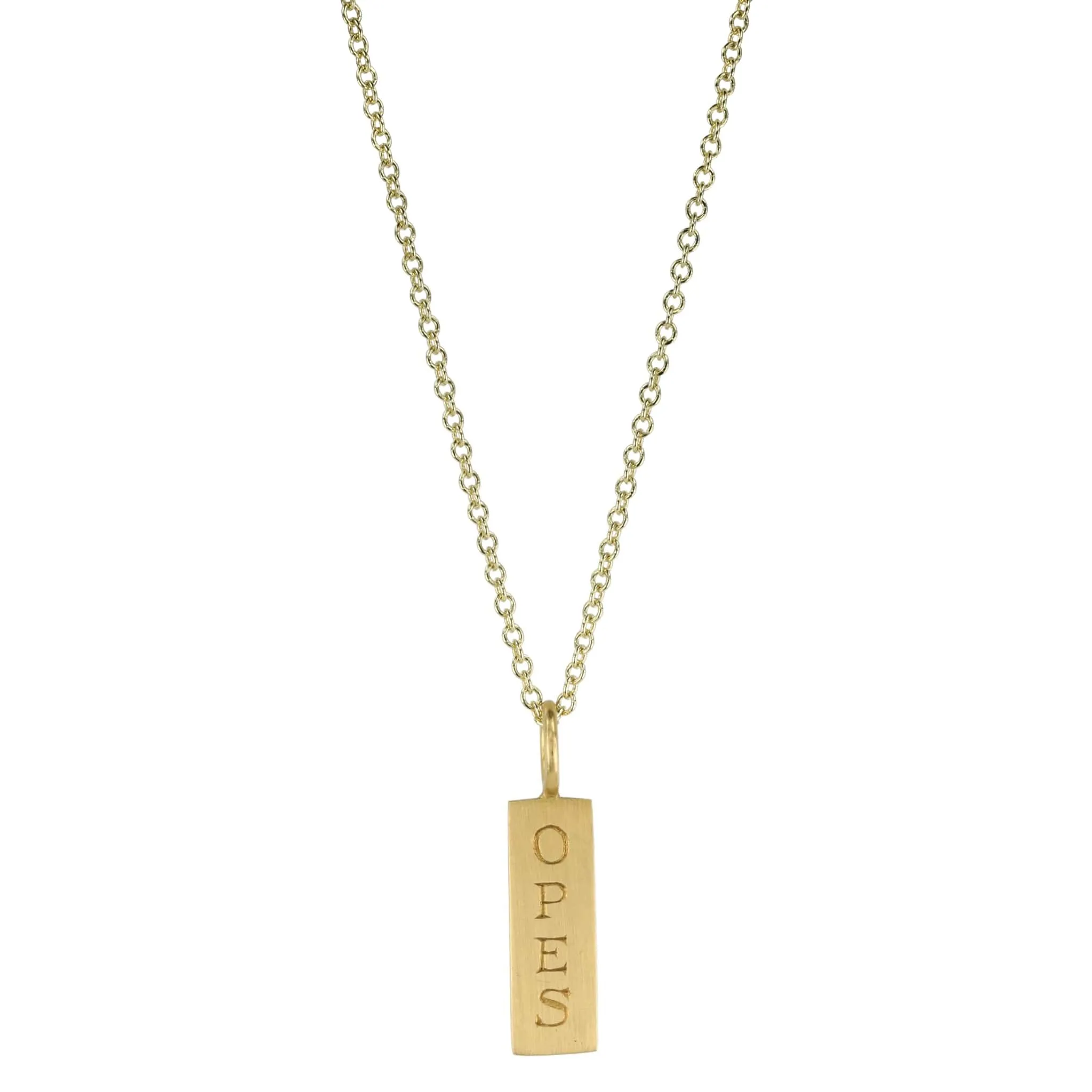 20K Gold Rectangular Engraved SPES/OPES Pendant