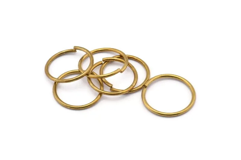 20mm Jump Ring - 40 Raw Brass Jump Rings (20x1.5mm)   D0234