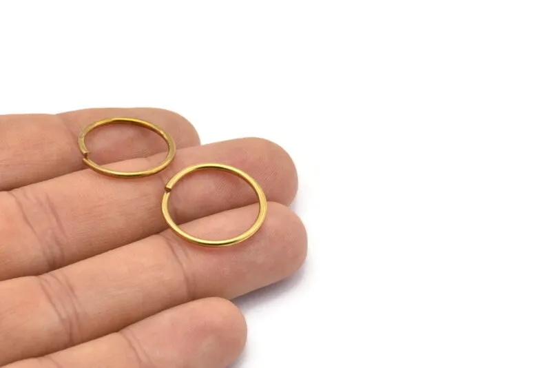 20mm Jump Ring - 40 Raw Brass Jump Rings (20x1.5mm)   D0234