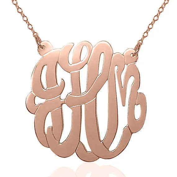 24K Rose Gold Plated Monogram Necklace~Split Chain