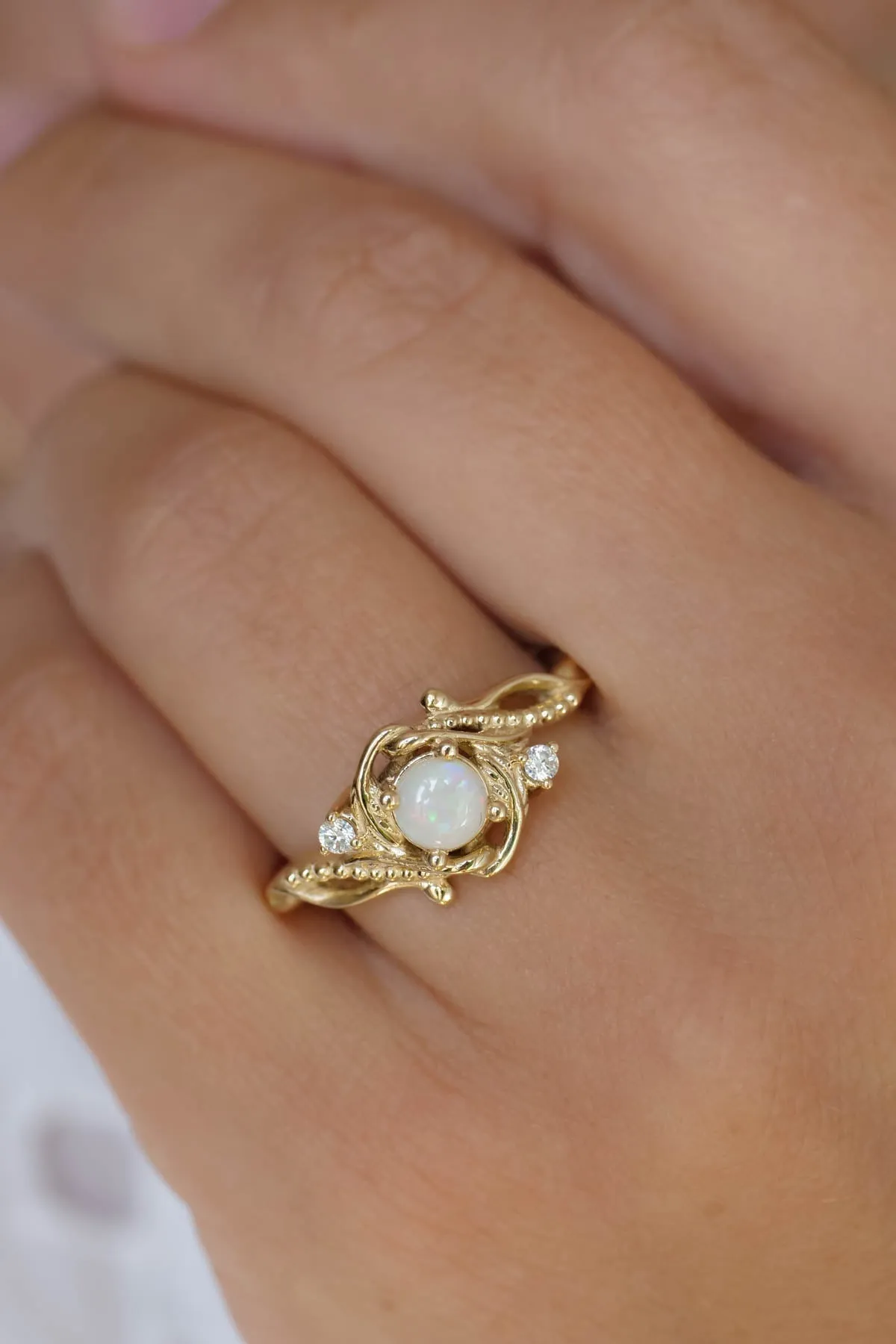 3 instalments payment plan: Opal engagement ring, nature inspired proposal ring / Undina