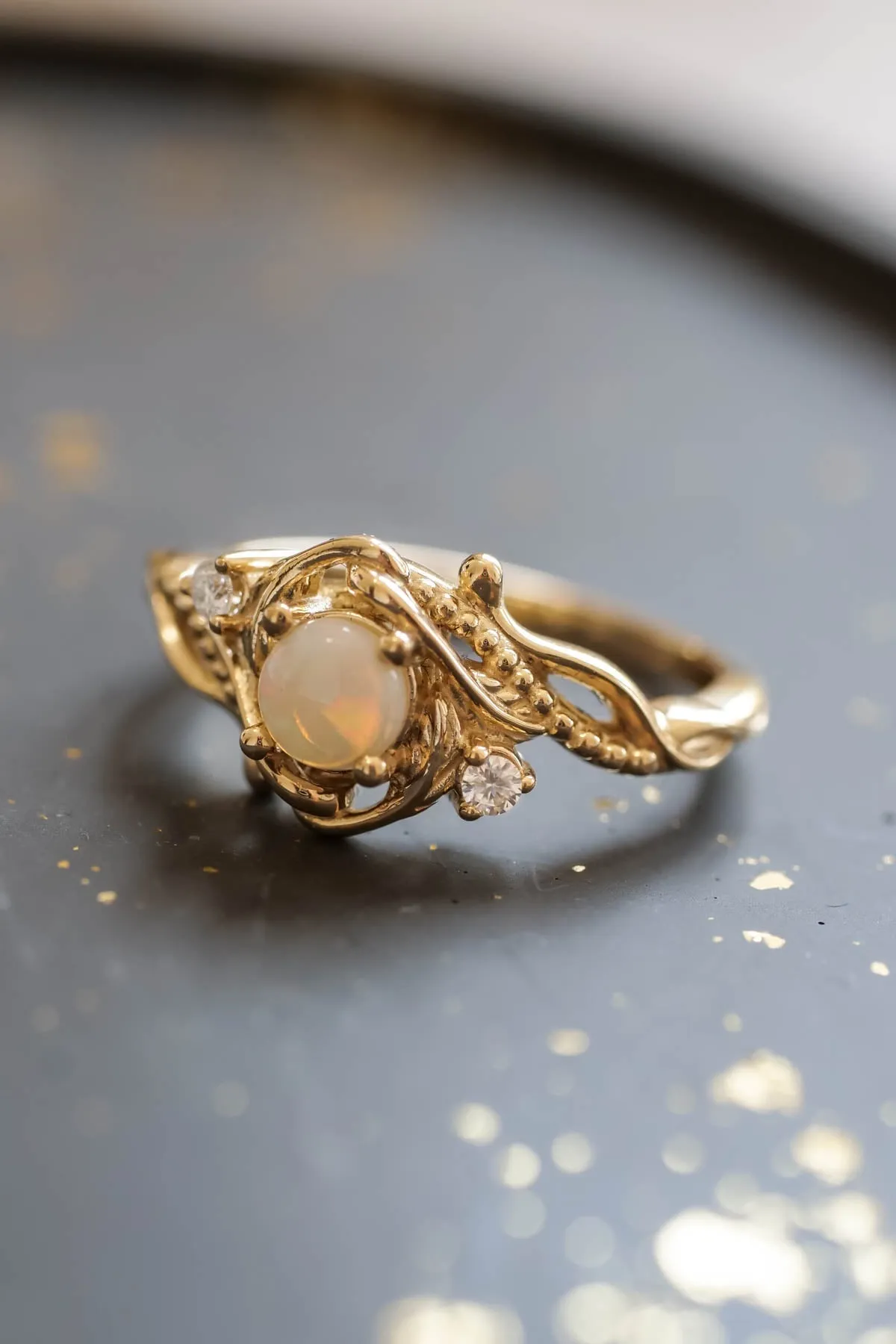 3 instalments payment plan: Opal engagement ring, nature inspired proposal ring / Undina