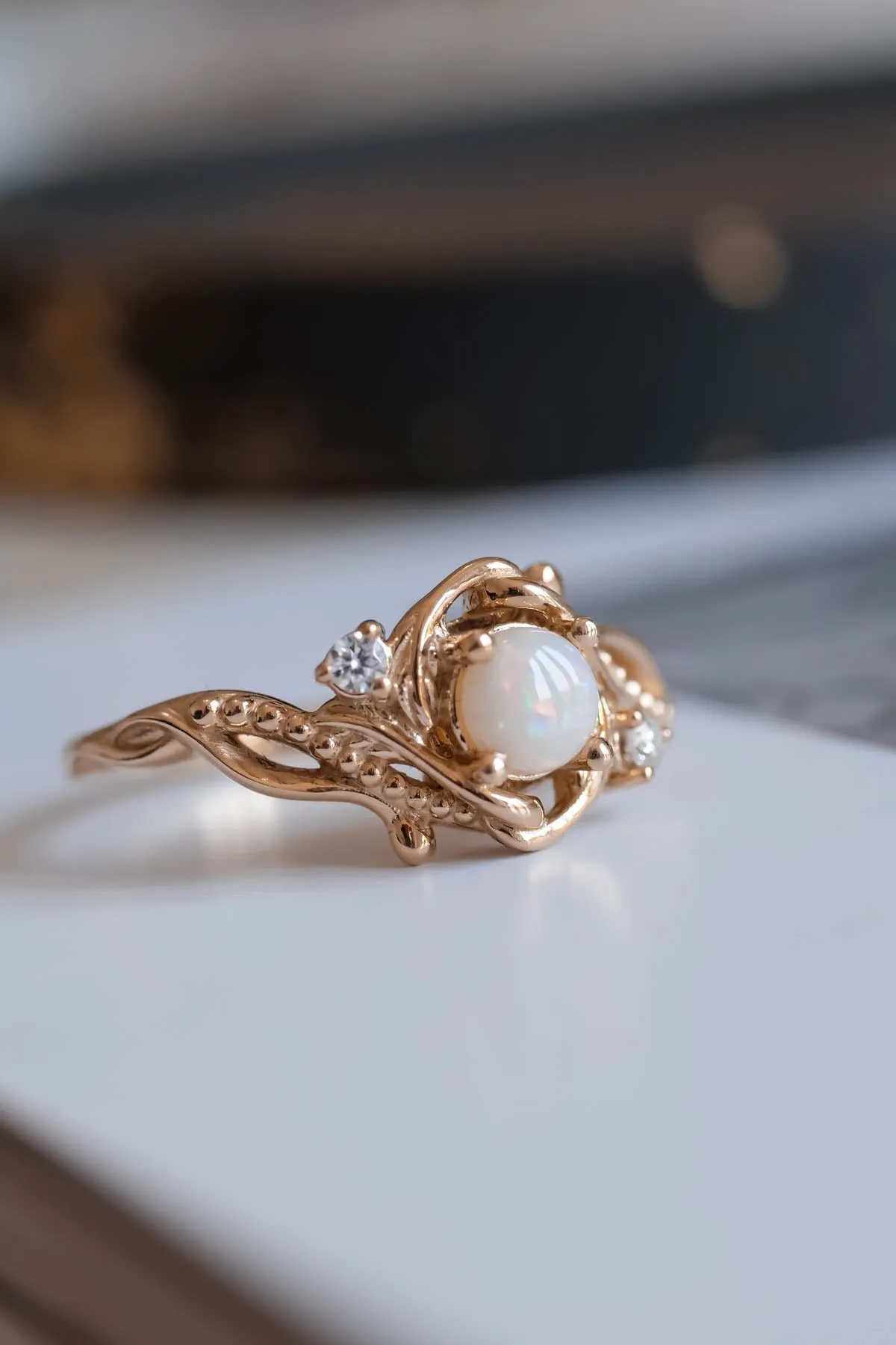 3 instalments payment plan: Opal engagement ring, nature inspired proposal ring / Undina