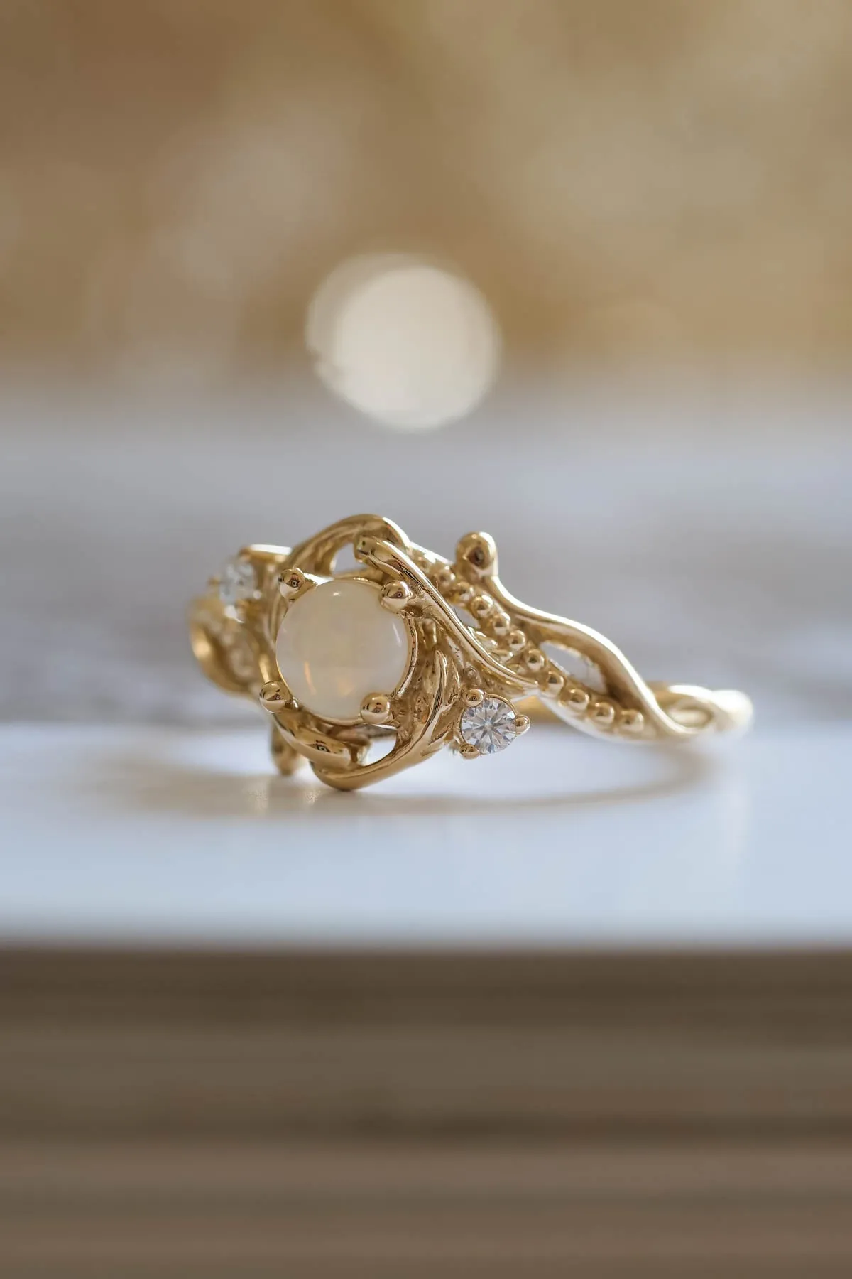 3 instalments payment plan: Opal engagement ring, nature inspired proposal ring / Undina