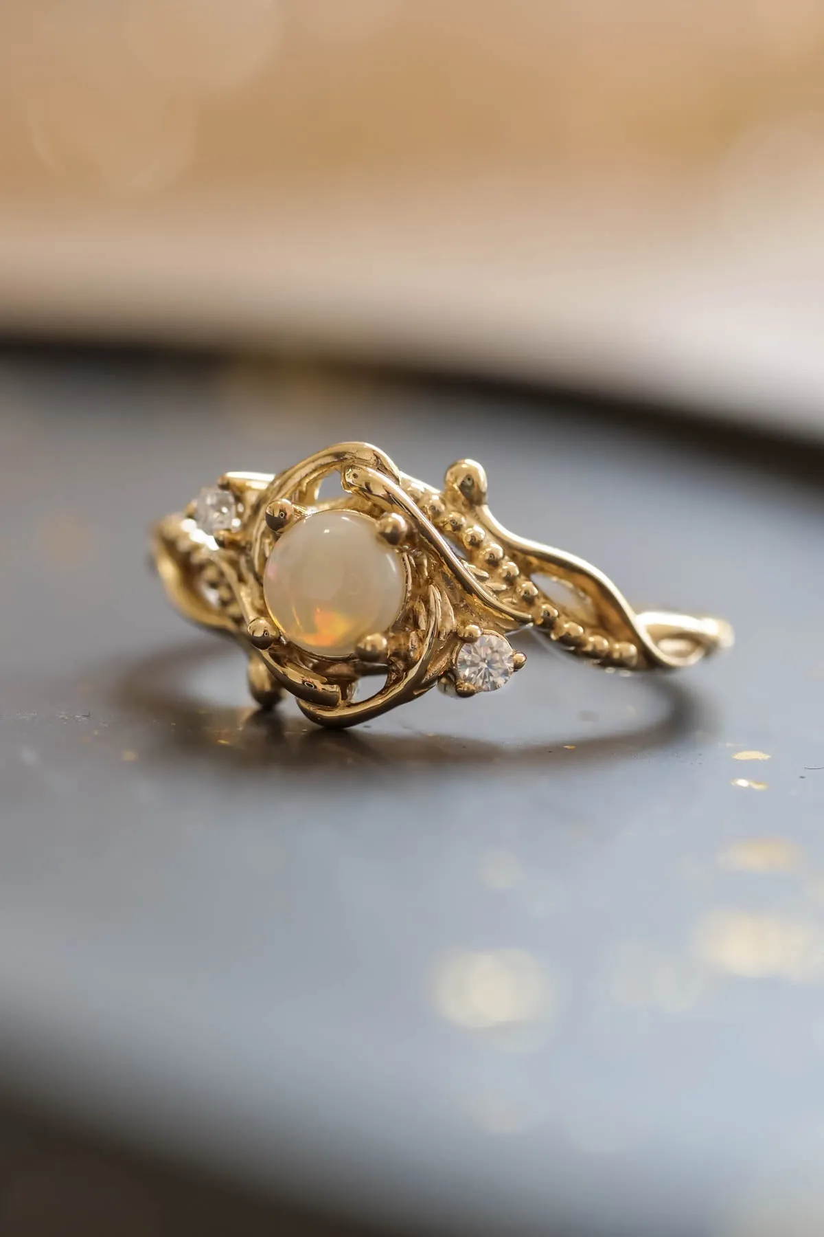 3 instalments payment plan: Opal engagement ring, nature inspired proposal ring / Undina