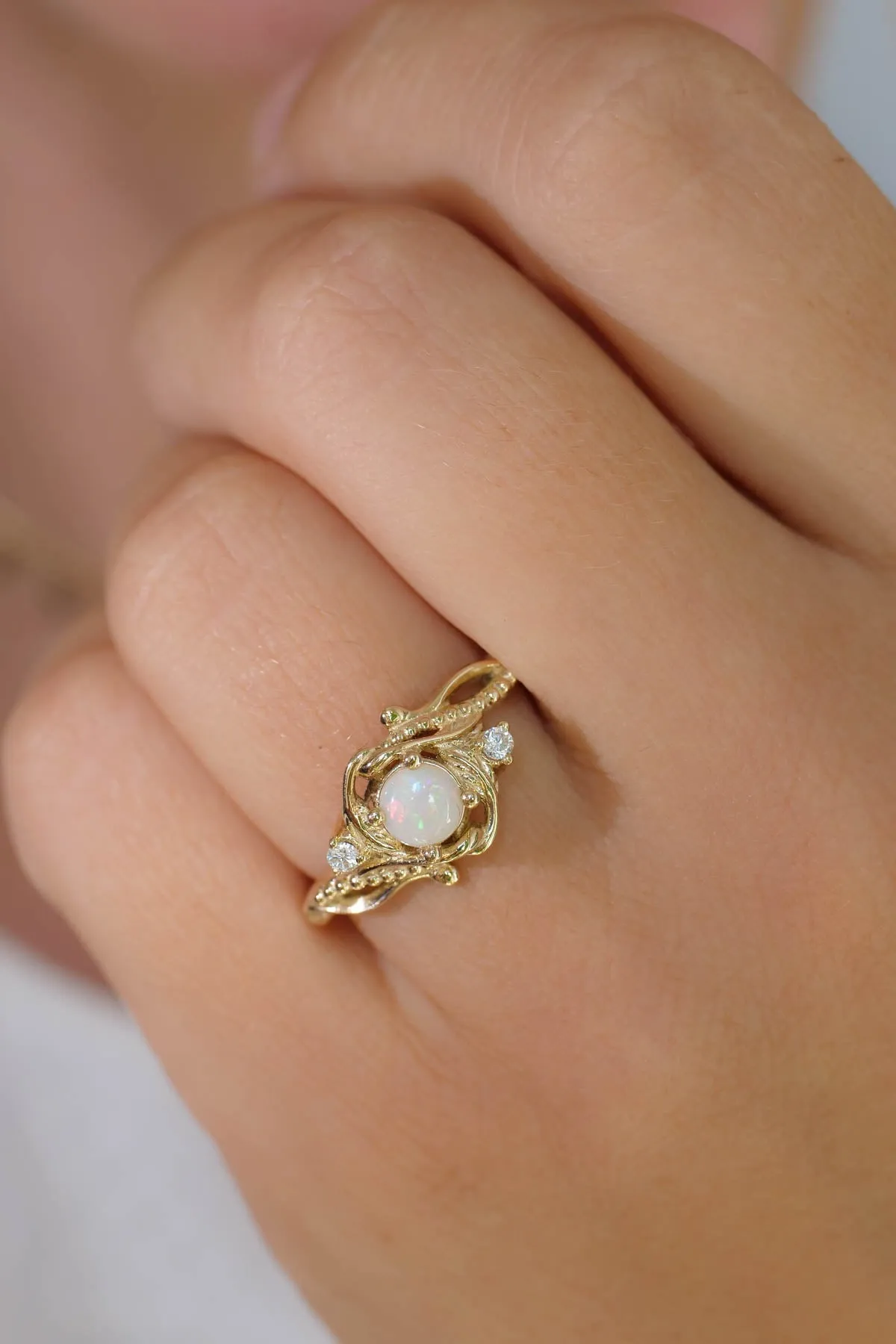 3 instalments payment plan: Opal engagement ring, nature inspired proposal ring / Undina