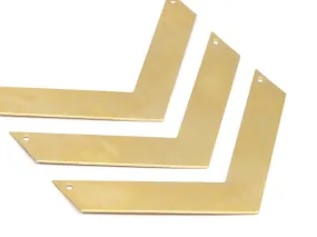 6 Raw Brass Chevrons 2 Holes (80x15x0.80mm) A0893--n0620