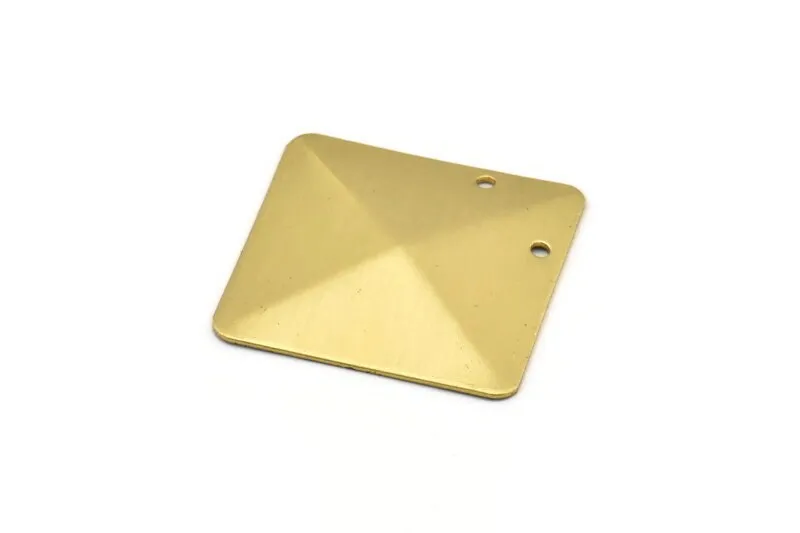 6 Raw Brass Square Pyramid Pendant  (35x0.80mm) A0943