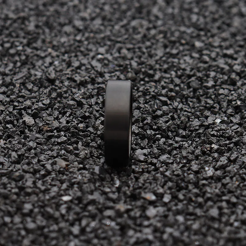 8mm Black Pipe Cut Tungsten Carbide Ring