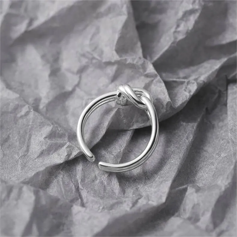 925 Sterling Silver Rope Knot Bandage Plain Ring