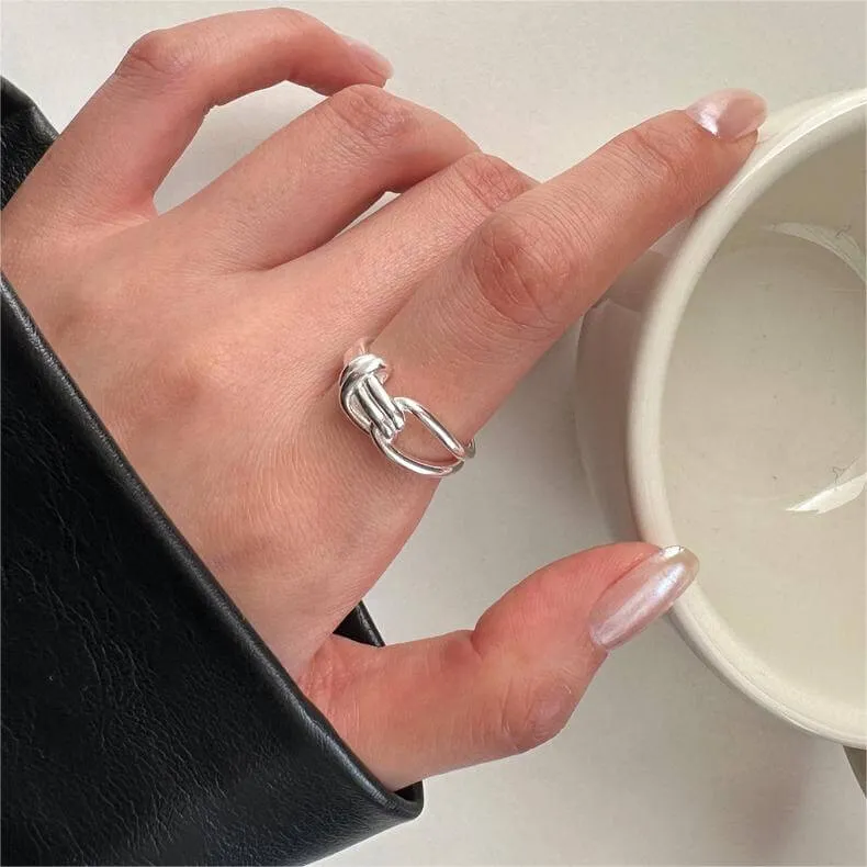 925 Sterling Silver Rope Knot Bandage Plain Ring