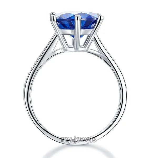 925 Sterling Silver Wedding Engagement Ring 3 Carat Blue Created Zirconia Jewelry MXFR8211