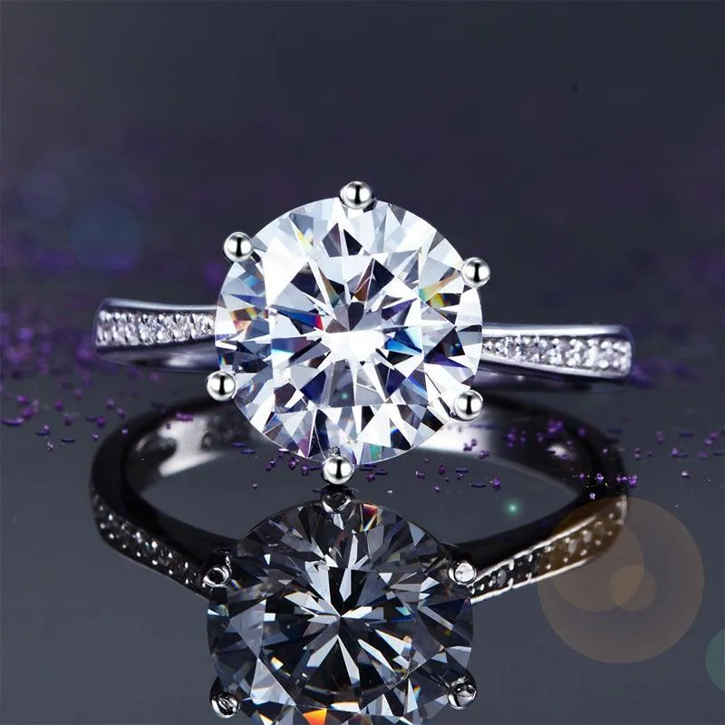 925 Sterling Silver Wedding Engagement Ring 3 Carat Created Zirconia Jewelry MXFR8209