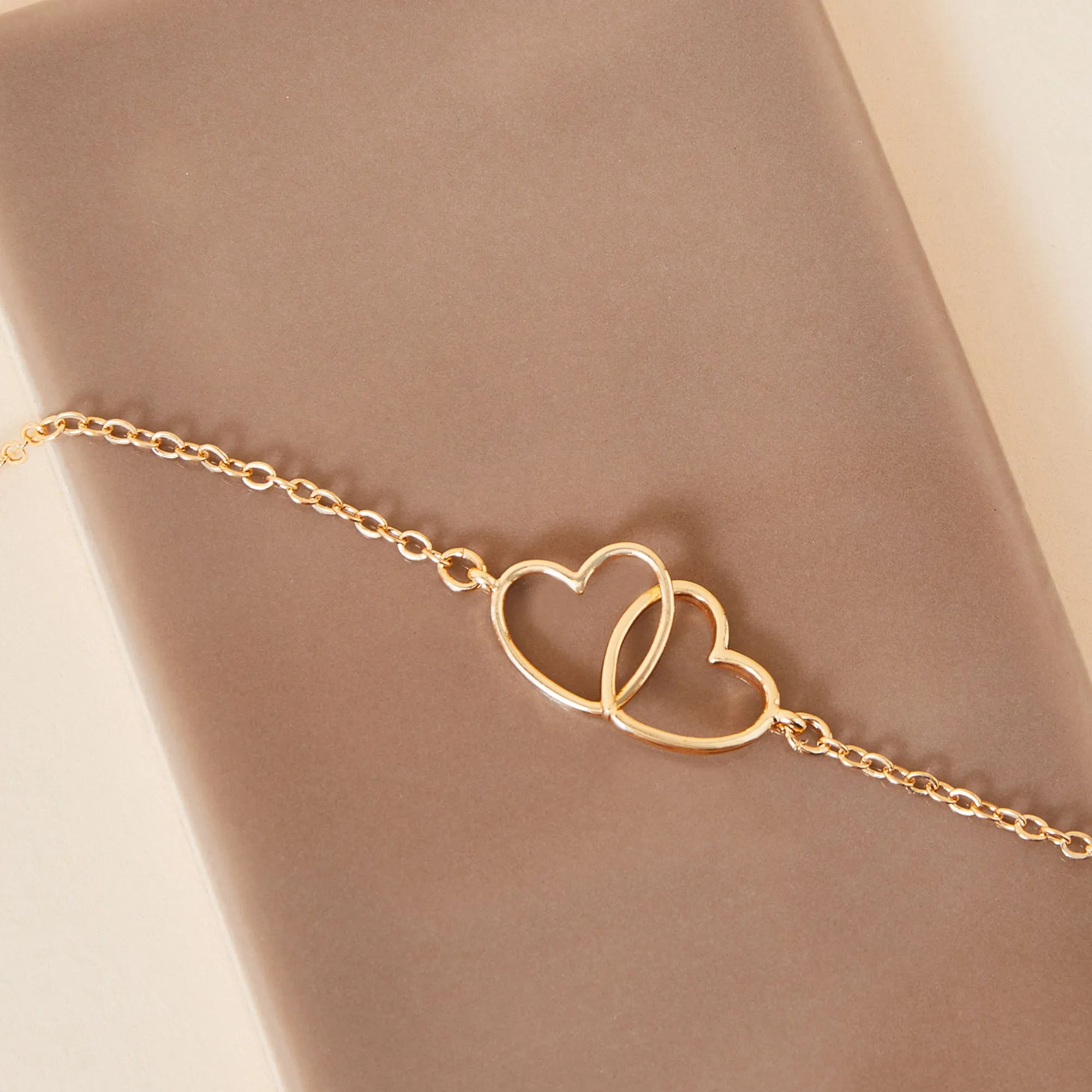 Accessorize London Women's Gold Linked Heart Pendant Necklace