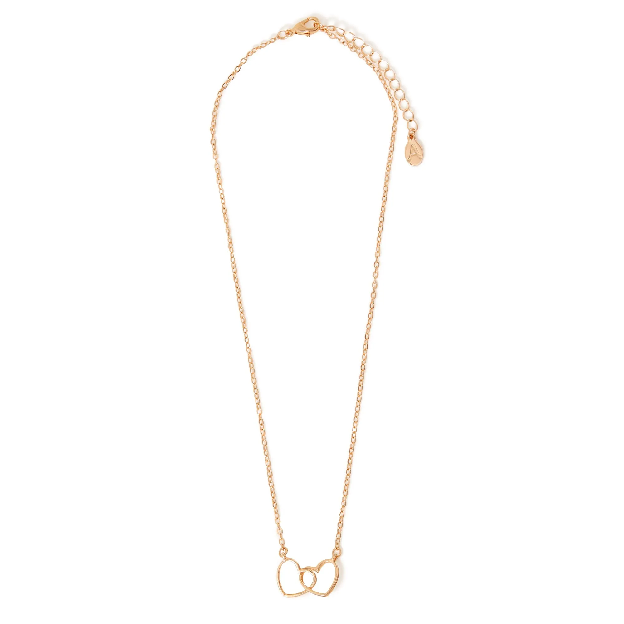 Accessorize London Women's Gold Linked Heart Pendant Necklace