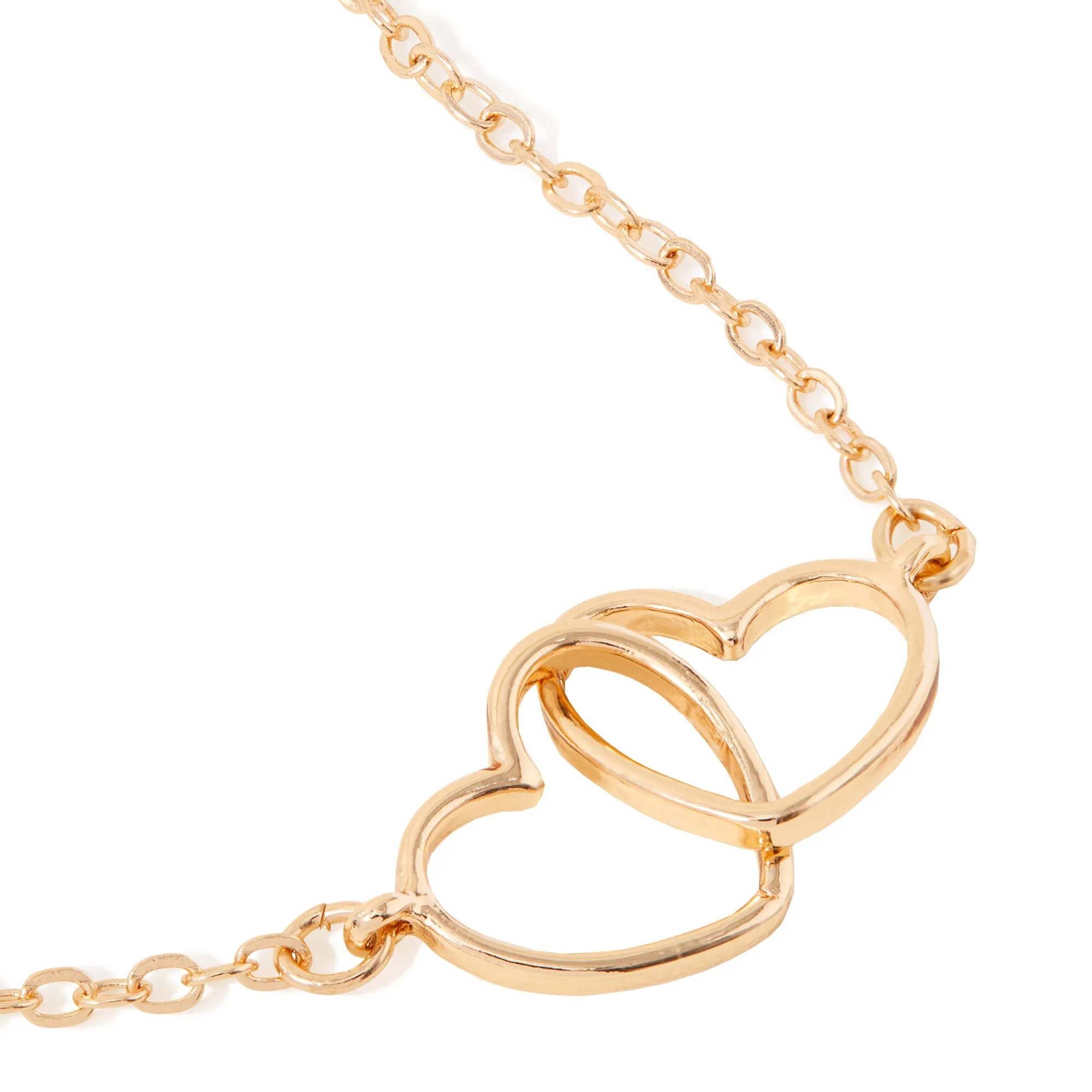 Accessorize London Women's Gold Linked Heart Pendant Necklace