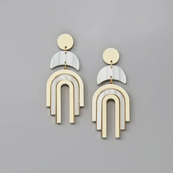 Acetate And Wood Arch Dangle Earrings