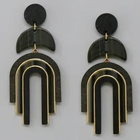 Acetate And Wood Arch Dangle Earrings