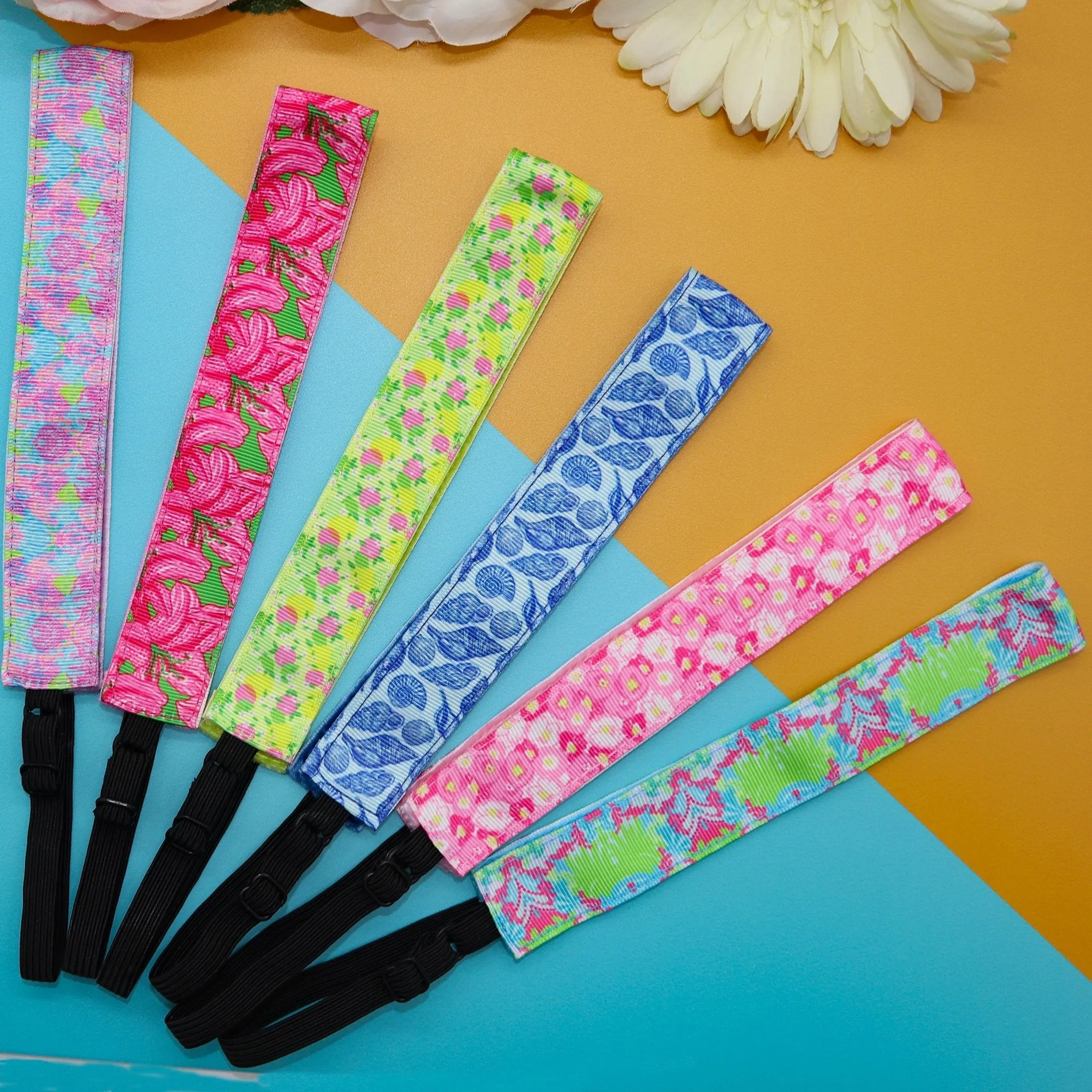 Adjustable No Slip Exotic Headbands - 6 Pack