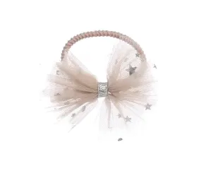 Adorable Star Layered Tulle Elastic Hair Tie- Mauve