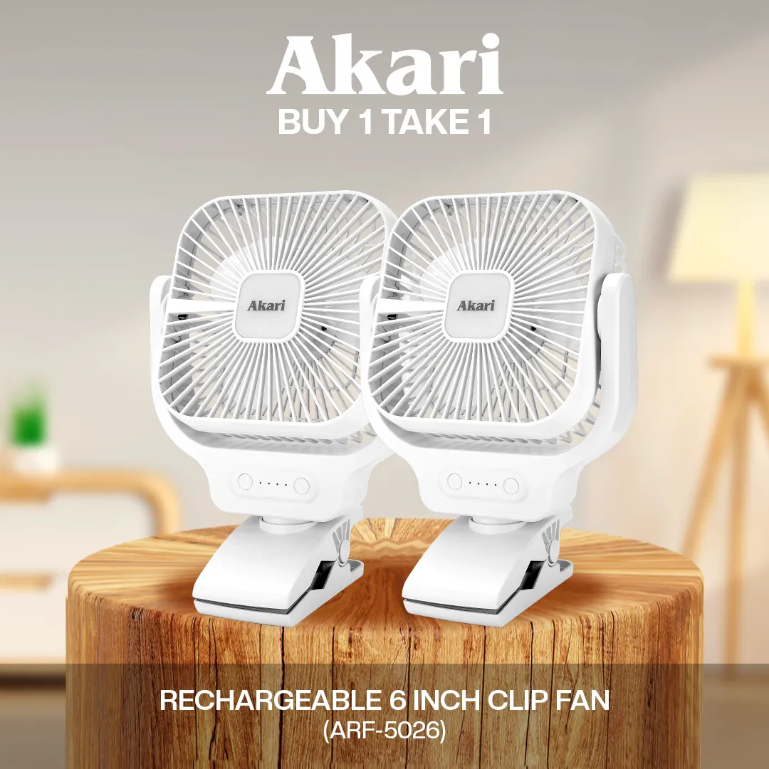 Akari B1T1 : 6 Rechargeable Clip Fan (ARF-5026)