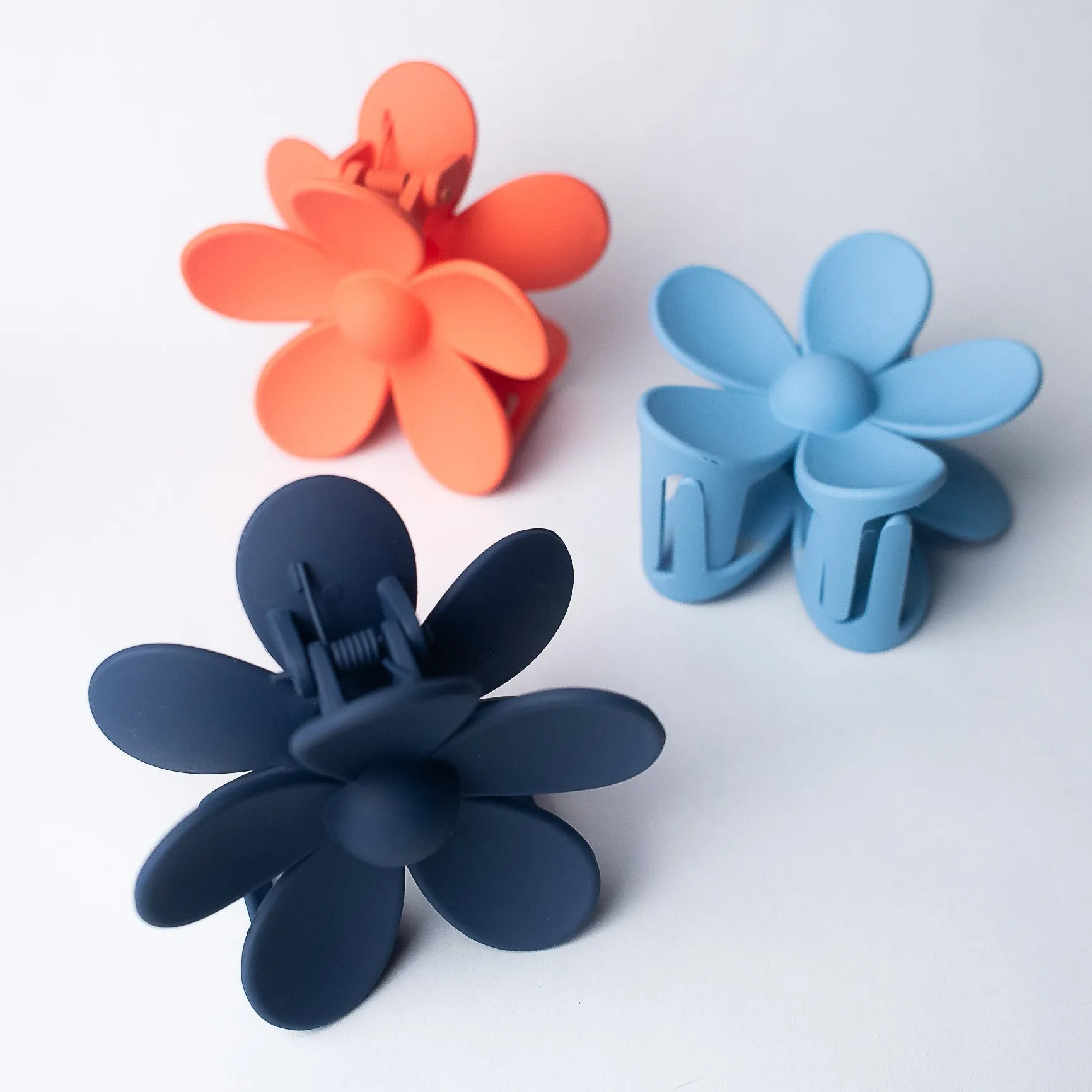 Andrea Large Flower Hair Clip-Navy Blue