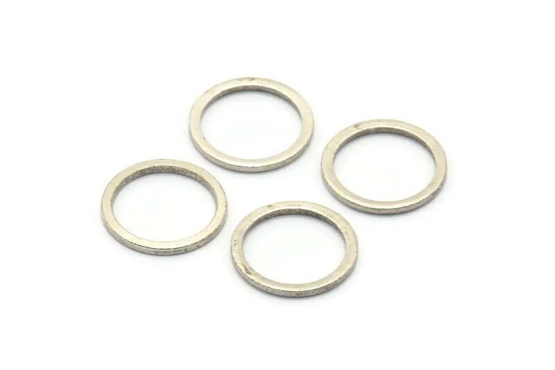 Antique Silver Connector Rings, 50 Antique Silver Plated Brass Connector Rings (12mm) B0119 H0490