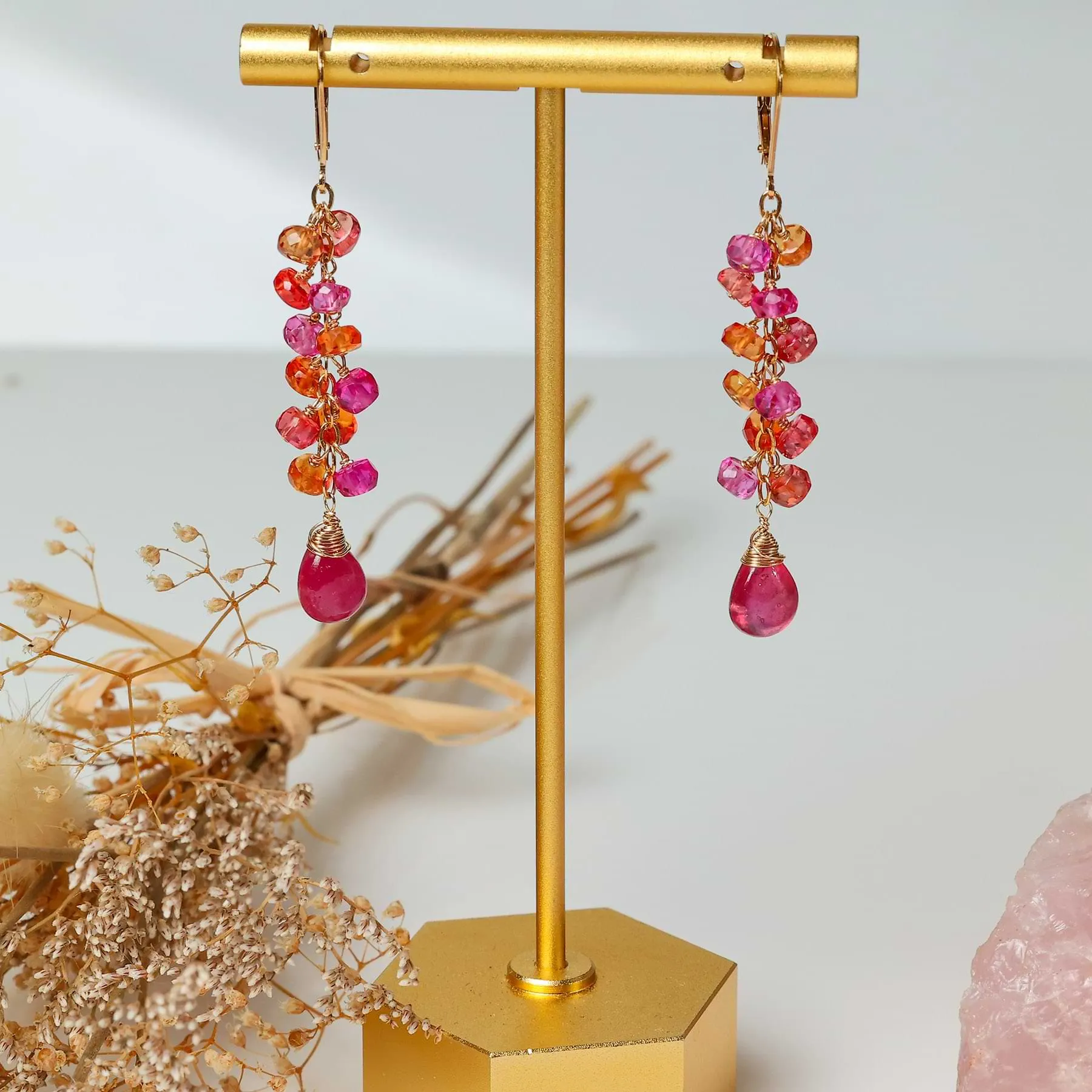 August Sunset - Sapphire Gold Earrings