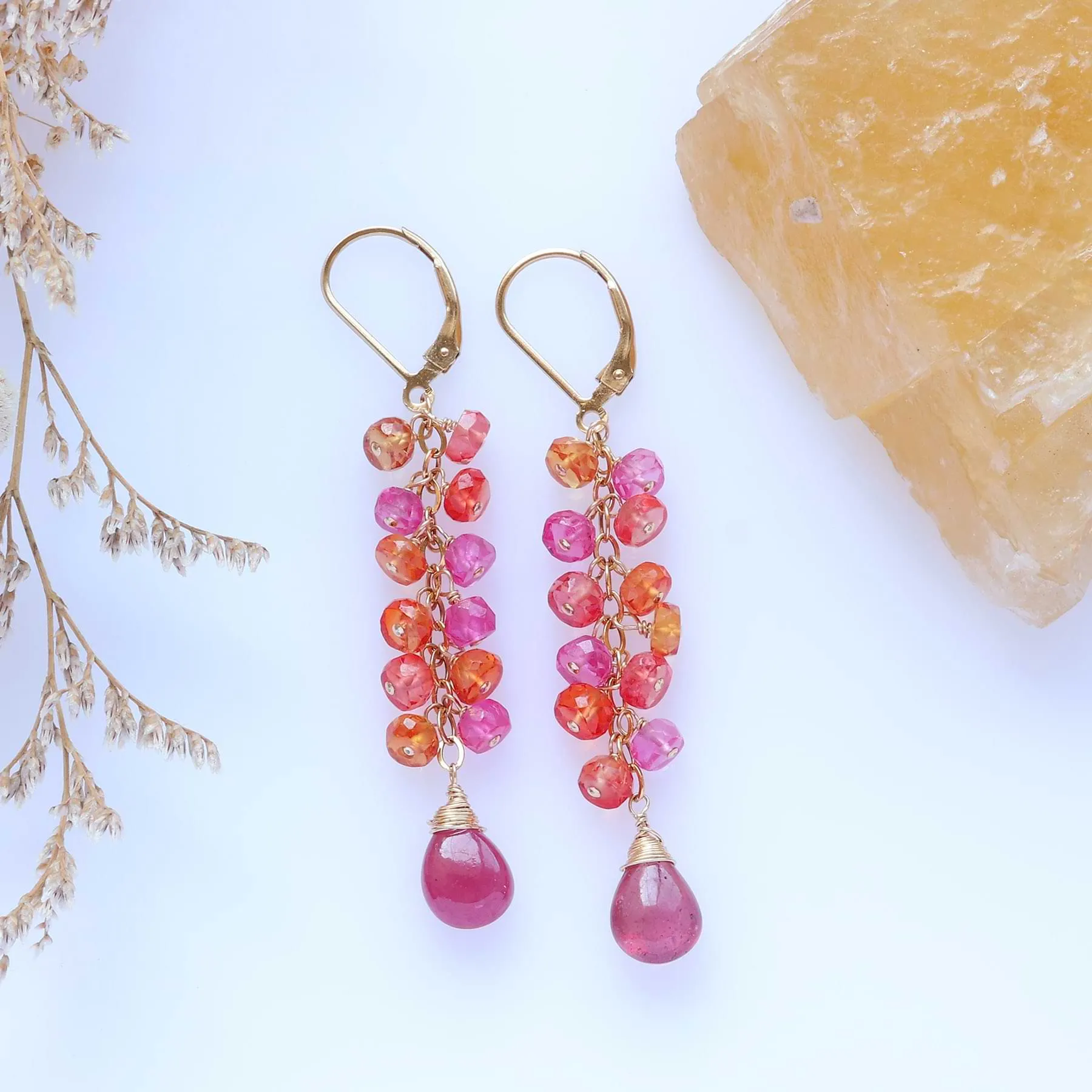 August Sunset - Sapphire Gold Earrings