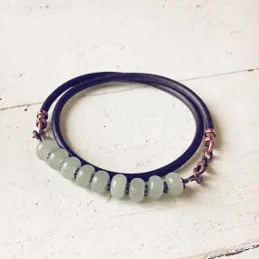 aventurine // thick leather wrap bracelet - choker