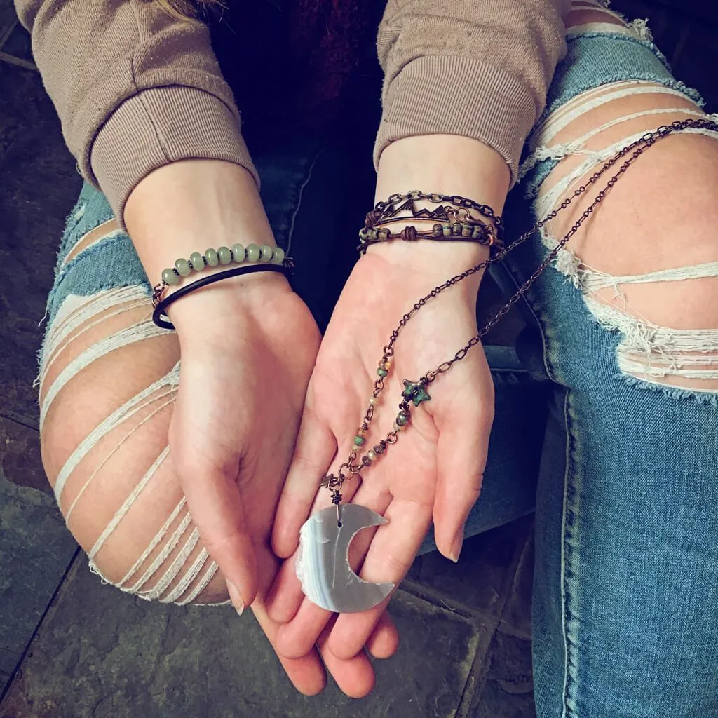 aventurine // thick leather wrap bracelet - choker