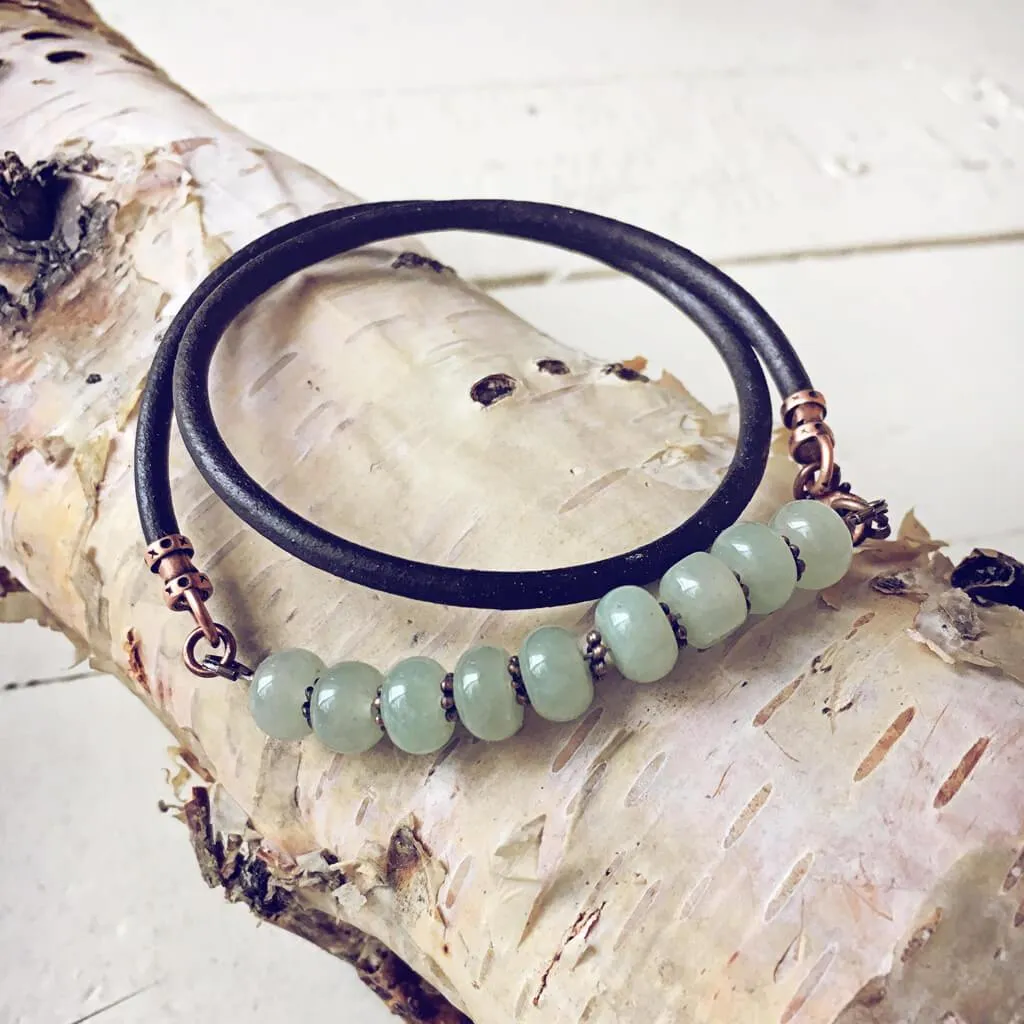 aventurine // thick leather wrap bracelet - choker